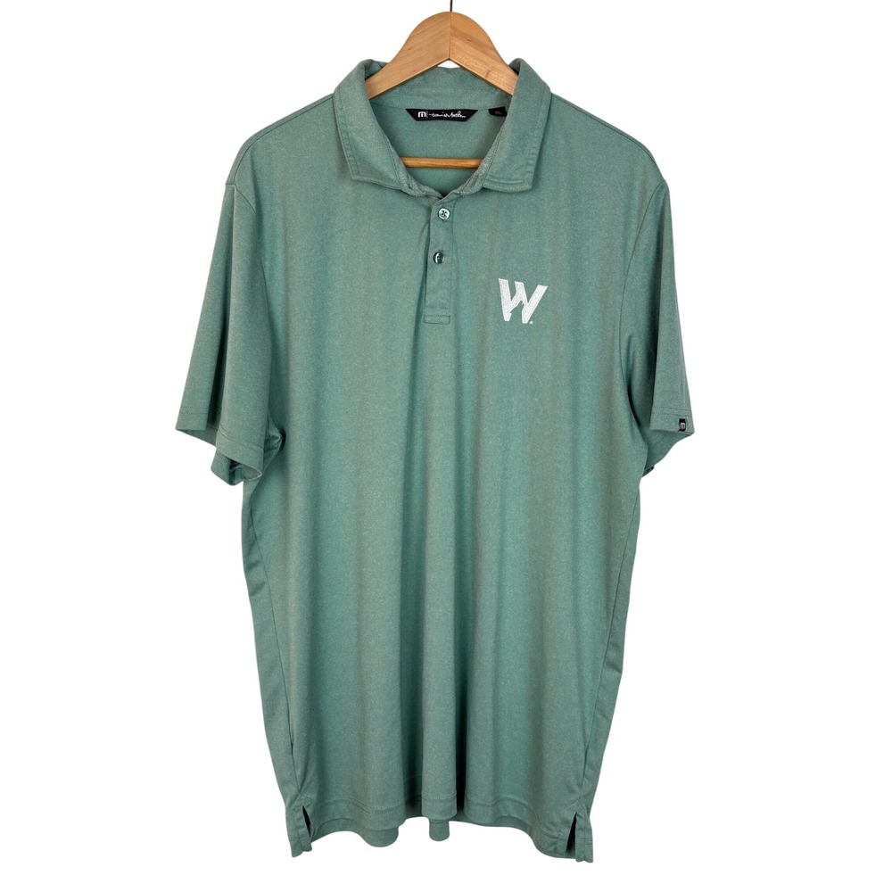 Travis Mathew Coto Performance Golf Polo Shirt XXL Mens Green W Logo Embroidered